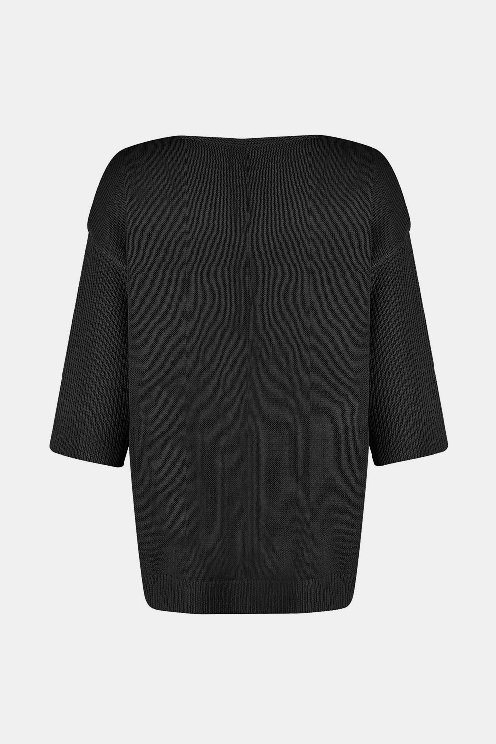V-Neck Three-Quarter Sleeve Knit Top-TOPS / DRESSES-[Adult]-[Female]-2022 Online Blue Zone Planet