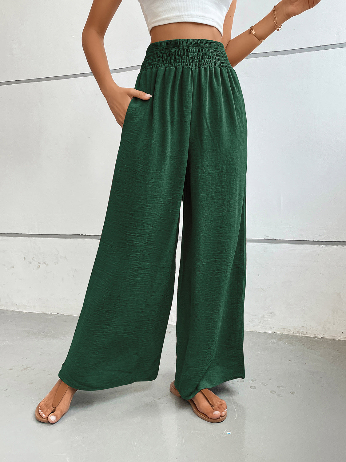 Blue Zone Planet | Perfee Wide Leg Pants with Pockets-BOTTOM SIZES SMALL MEDIUM LARGE-[Adult]-[Female]-2022 Online Blue Zone Planet