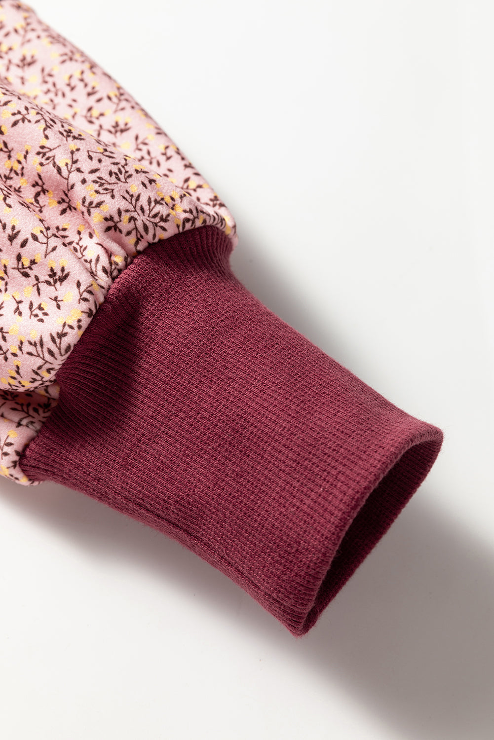 Red Sandalwood Plaid Colorblock Patchwork Sleeve Raw Seam Sweatshirt-Tops/Sweatshirts & Hoodies-[Adult]-[Female]-2022 Online Blue Zone Planet