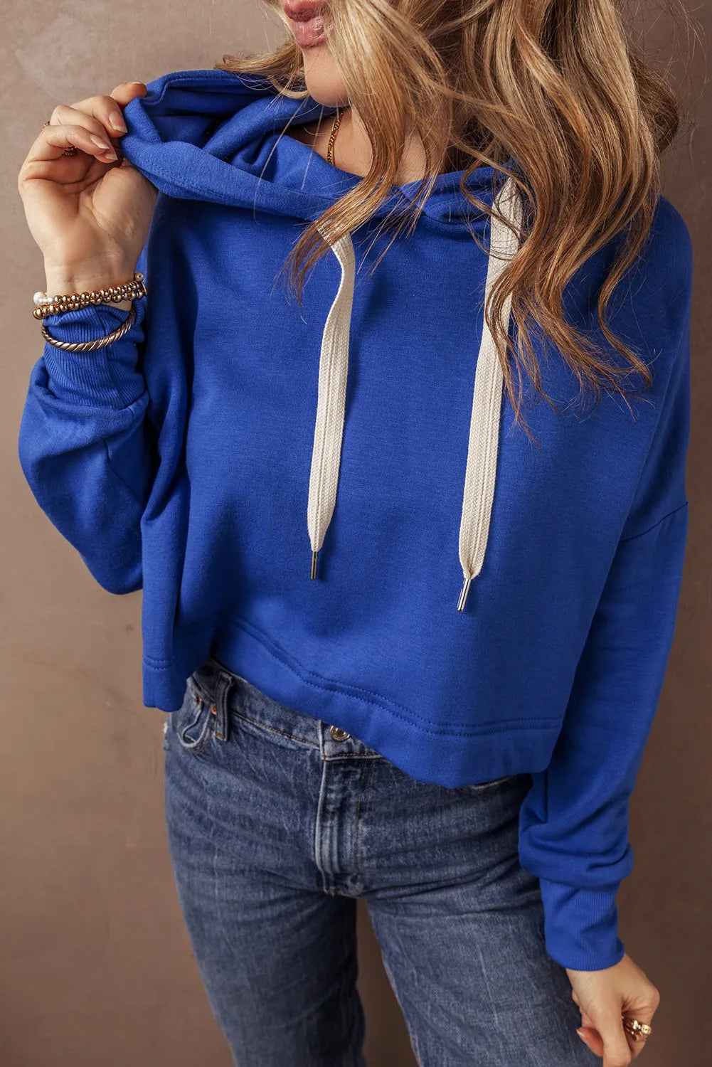 Drawstring Long Sleeve Hoodie-TOPS / DRESSES-[Adult]-[Female]-2022 Online Blue Zone Planet