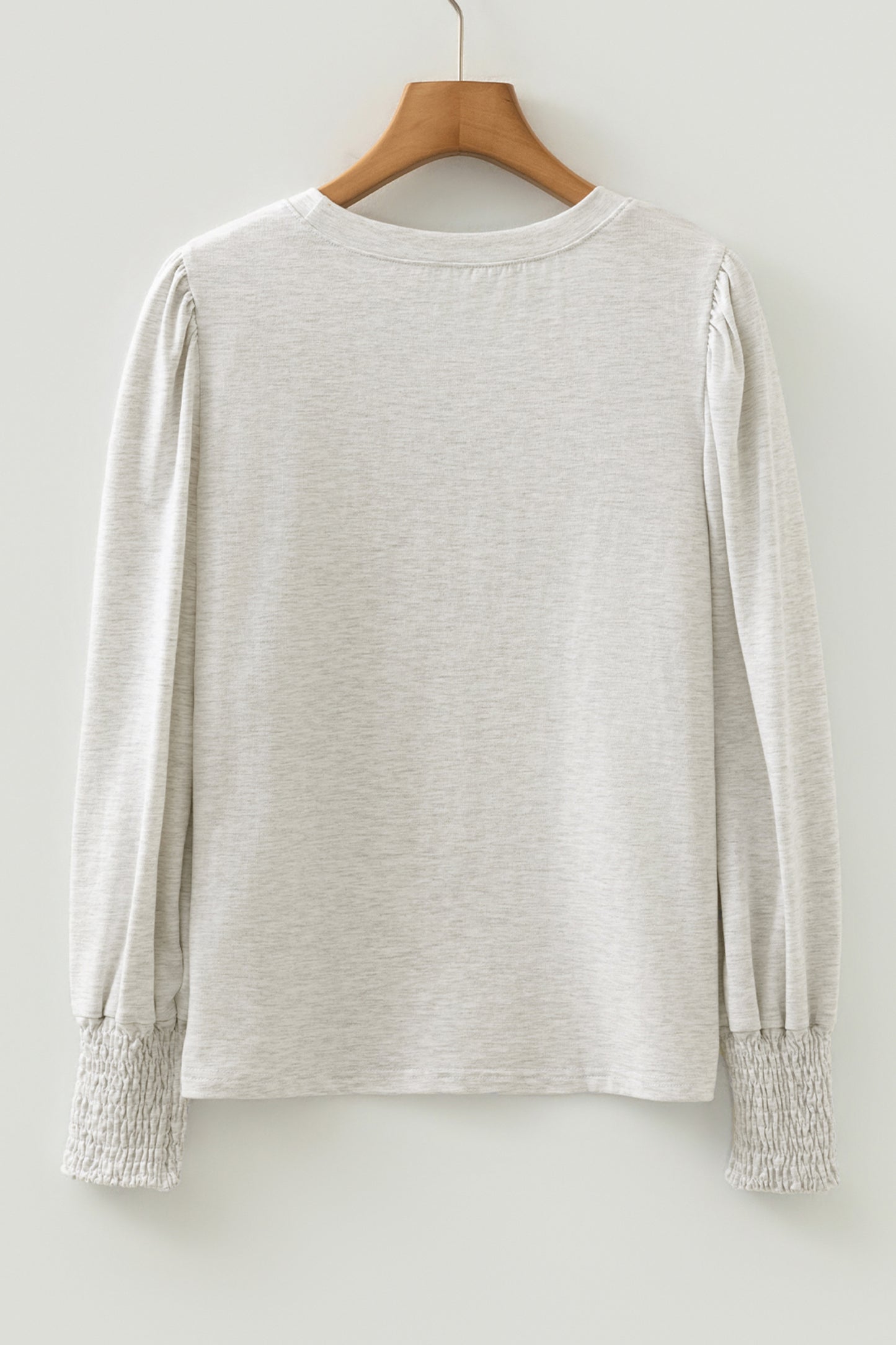 Oatmeal Shirred Cuffs Puff Sleeve Peasant Top-Tops/Long Sleeve Tops-[Adult]-[Female]-2022 Online Blue Zone Planet
