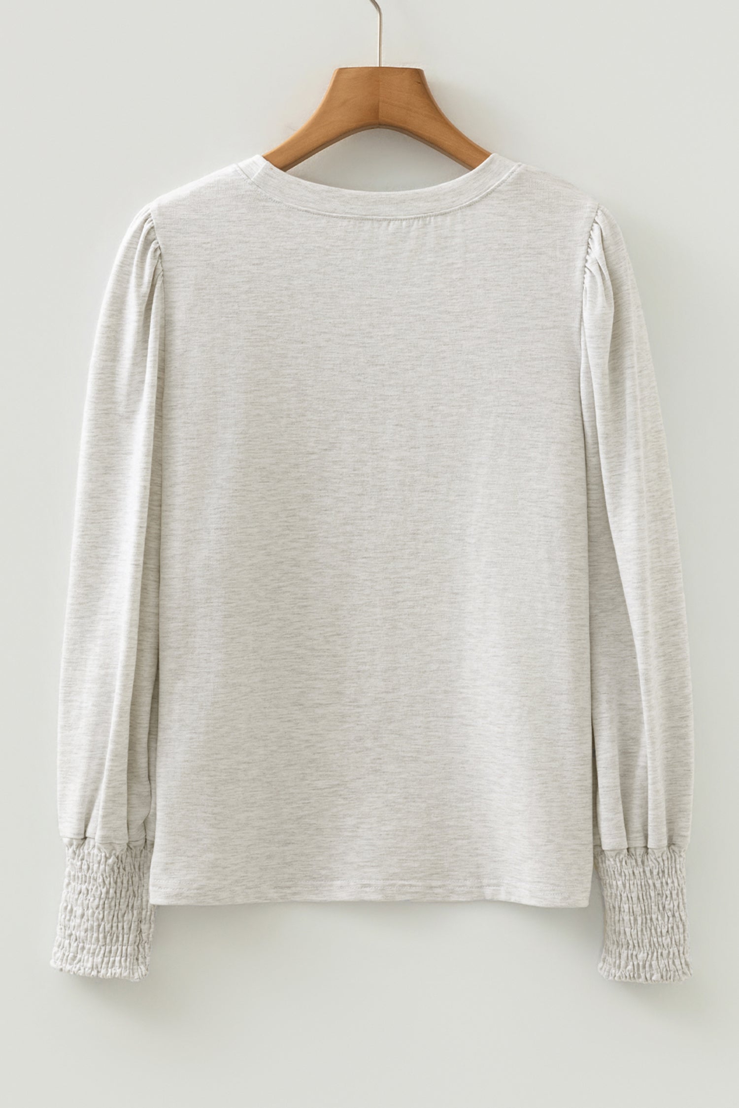 Oatmeal Shirred Cuffs Puff Sleeve Peasant Top-Tops/Long Sleeve Tops-[Adult]-[Female]-2022 Online Blue Zone Planet