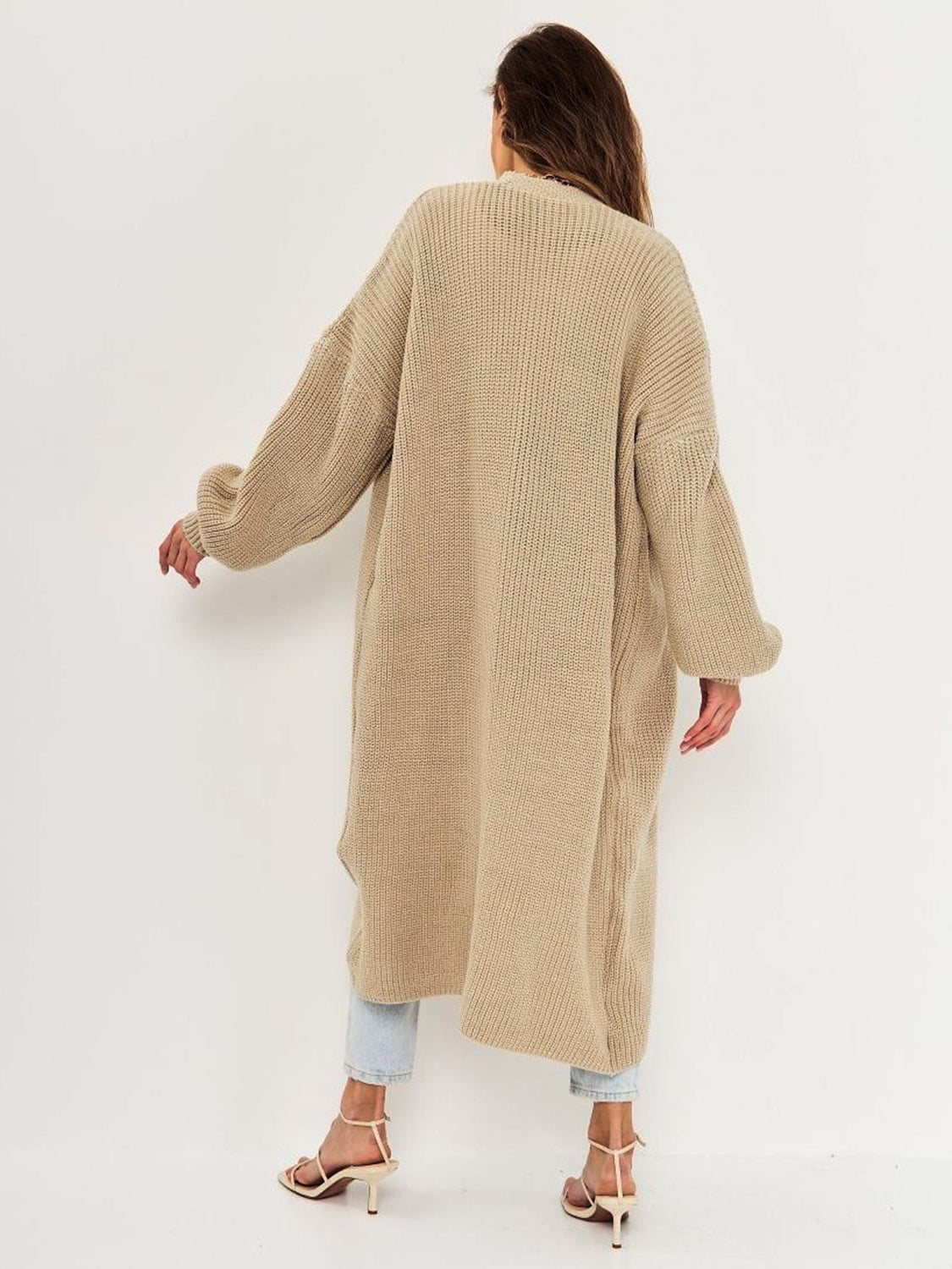 Open Front Long Sleeve Longline Cardigan-TOPS / DRESSES-[Adult]-[Female]-2022 Online Blue Zone Planet