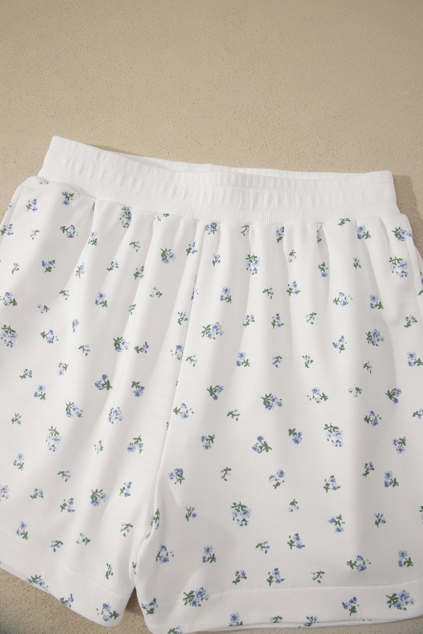 White Floral Print Half Zip Top Matching Short Set-Two Piece Sets/Short Sets-[Adult]-[Female]-2022 Online Blue Zone Planet