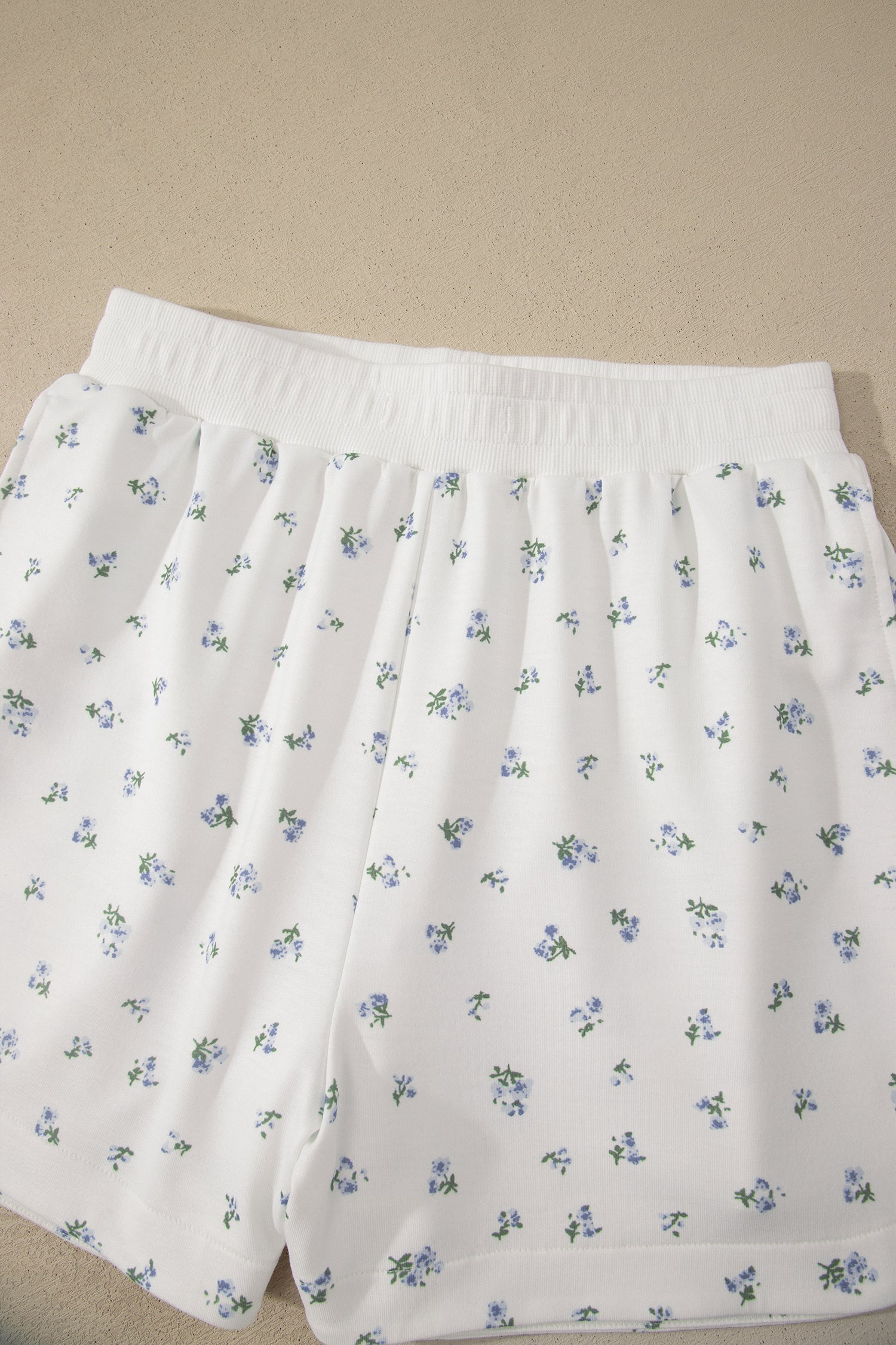 White Floral Print Half Zip Top Matching Short Set-Two Piece Sets/Short Sets-[Adult]-[Female]-2022 Online Blue Zone Planet