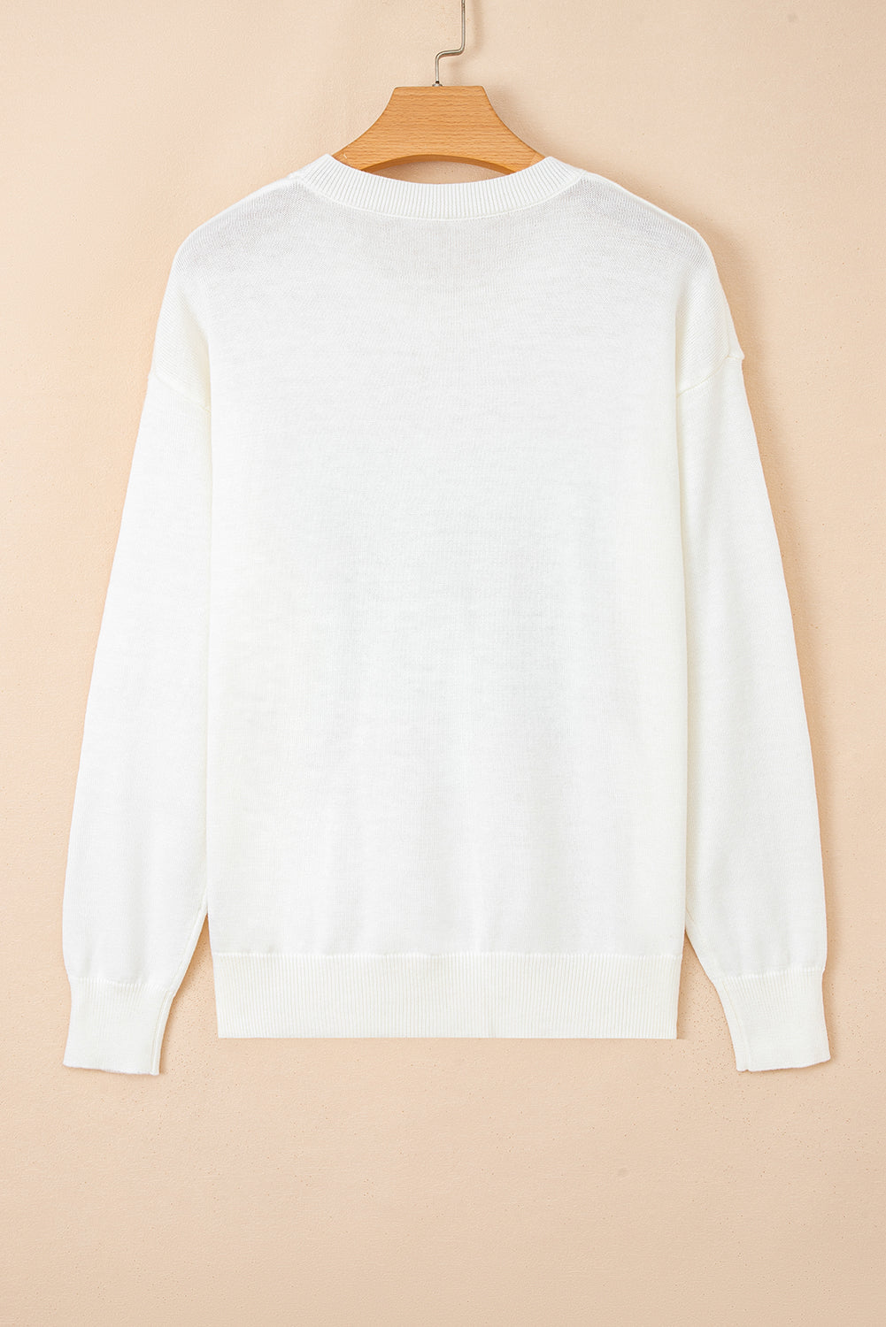 White Sequined Game Day Graphic Round Neck Sweater-TOPS / DRESSES-[Adult]-[Female]-2022 Online Blue Zone Planet