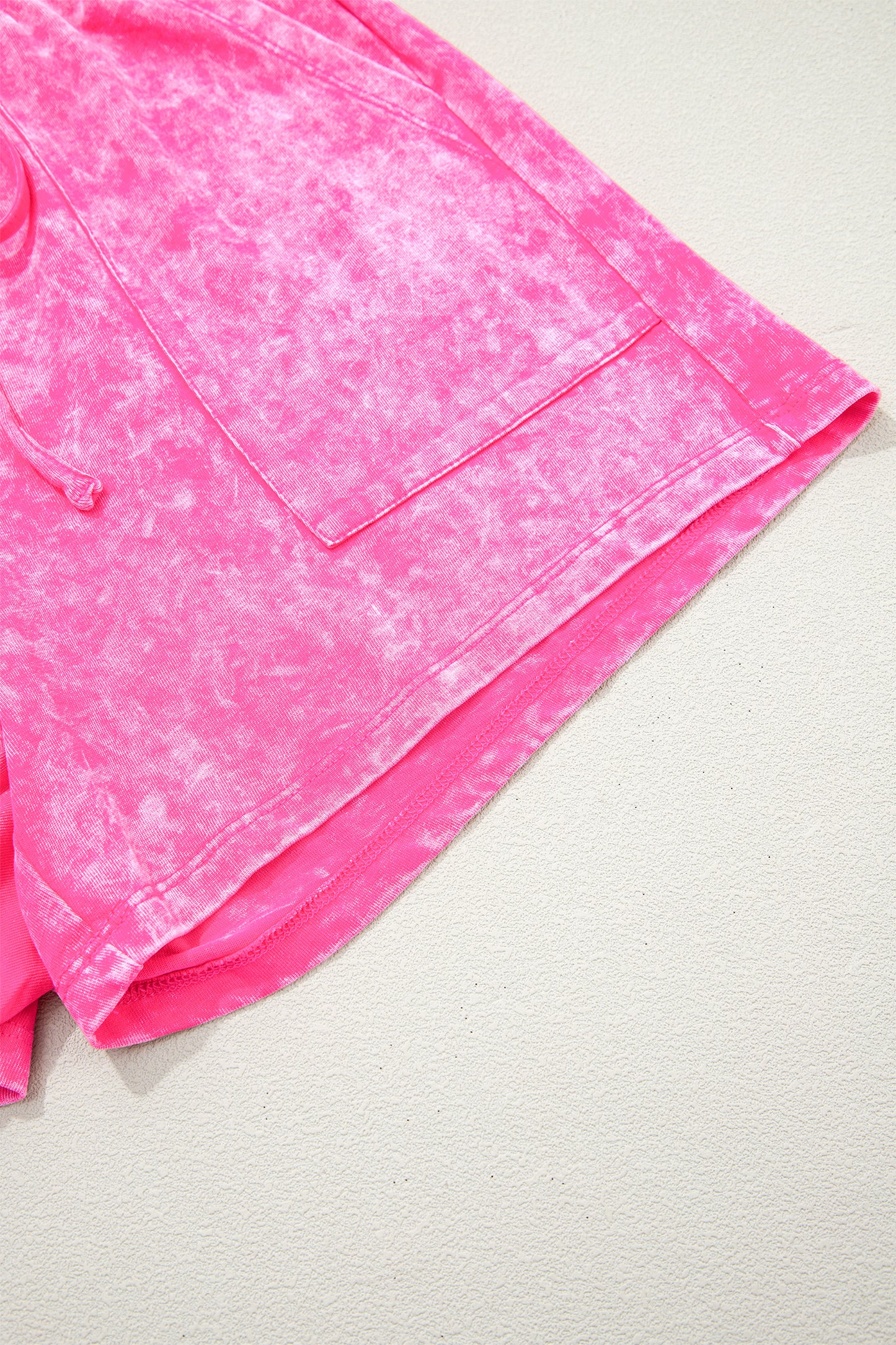 Rose Red Mineral Wash Cotton Short Set-Two Piece Sets/Short Sets-[Adult]-[Female]-2022 Online Blue Zone Planet