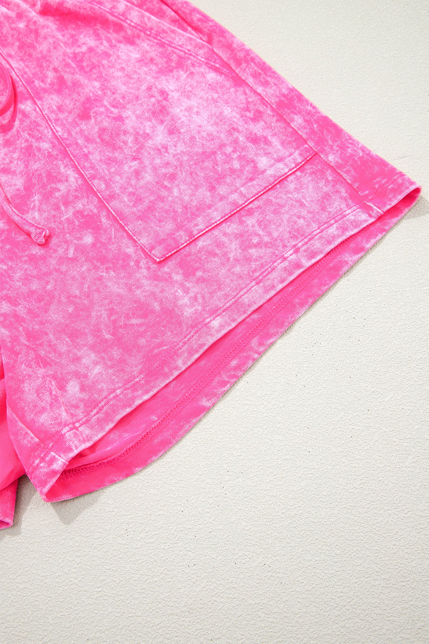 Rose Red Mineral Wash Cotton Short Set-Two Piece Sets/Short Sets-[Adult]-[Female]-2022 Online Blue Zone Planet