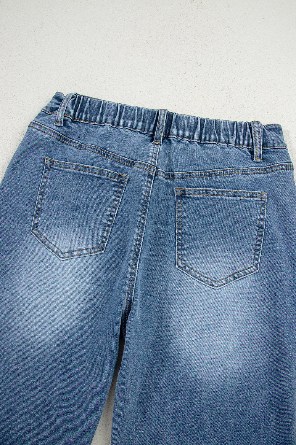 Stone Blue Star Patchwork Cropped Wide Leg High Waist Jeans-Bottoms/Jeans-[Adult]-[Female]-2022 Online Blue Zone Planet