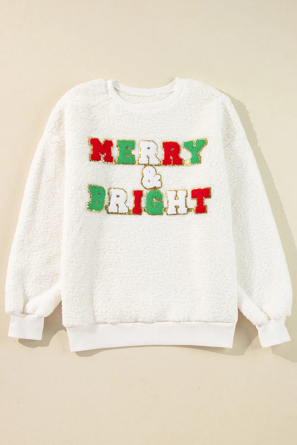 MERRY & BRIGHT Round Neck Long Sleeve Sweatshirt-TOPS / DRESSES-[Adult]-[Female]-2022 Online Blue Zone Planet