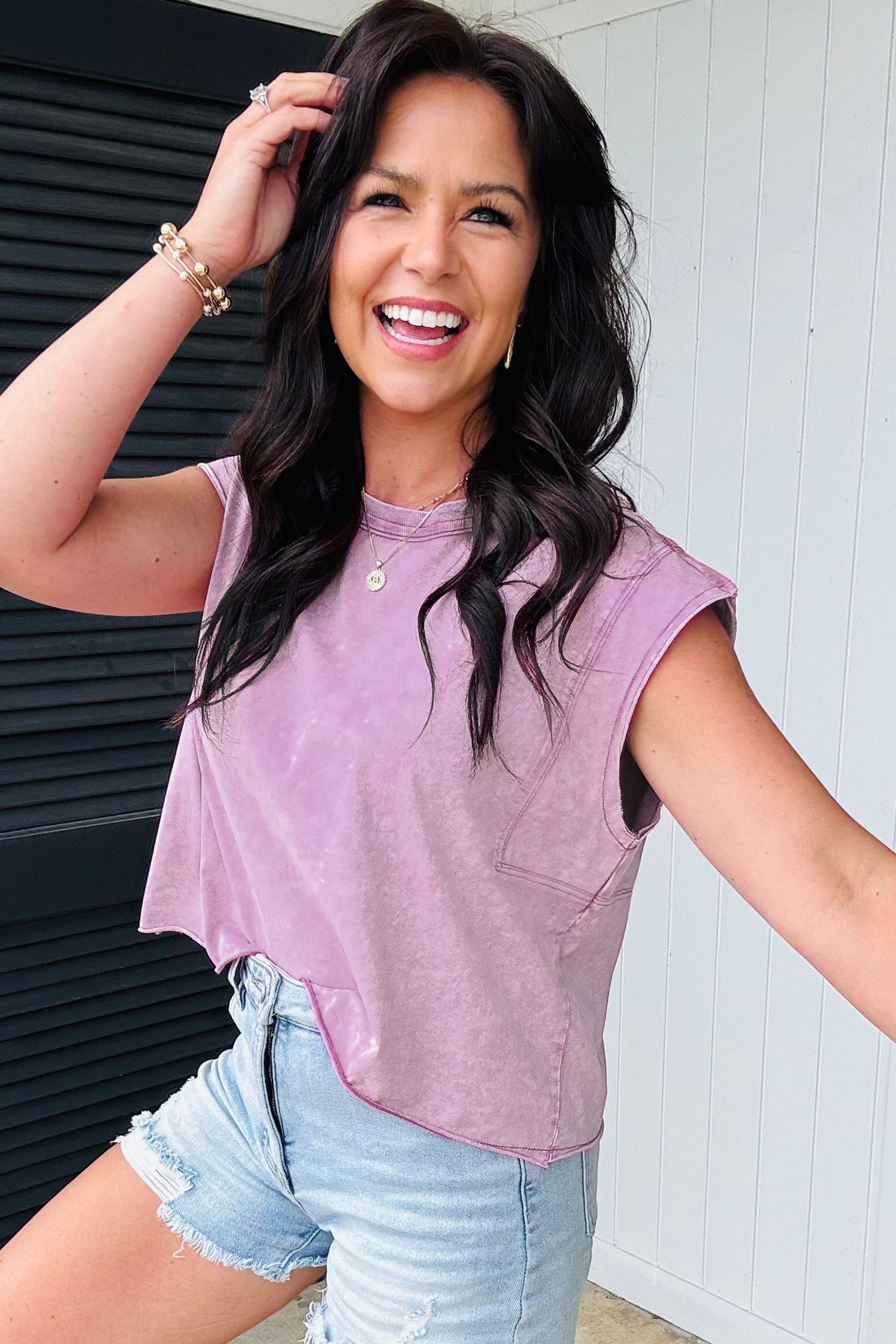 Bright Pink Mineral Wash Boxy Fit Cotton Tank Top-Tops/Tank Tops-[Adult]-[Female]-2022 Online Blue Zone Planet