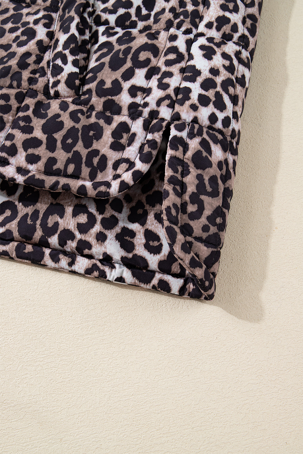 Brown Leopard Quilted Full Zipper Casual Puff Vest-Outerwear/Vests-[Adult]-[Female]-2022 Online Blue Zone Planet