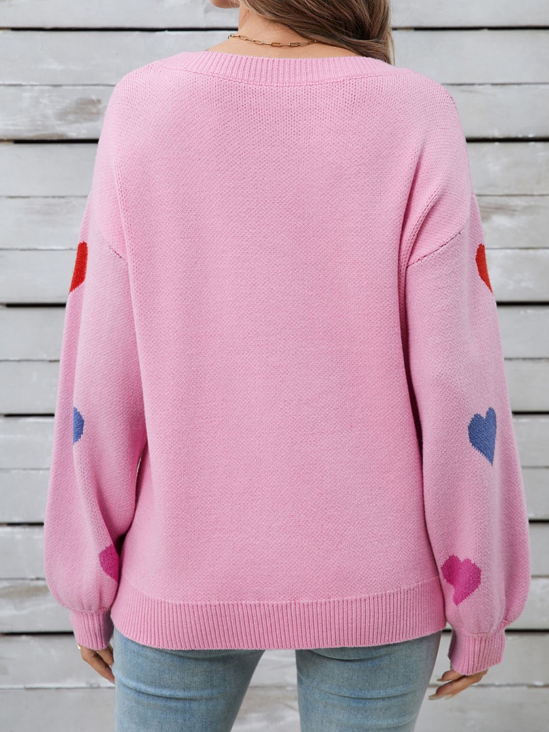 Angel Wings Heart Round Neck Long Sleeve Sweater-TOPS / DRESSES-[Adult]-[Female]-2022 Online Blue Zone Planet