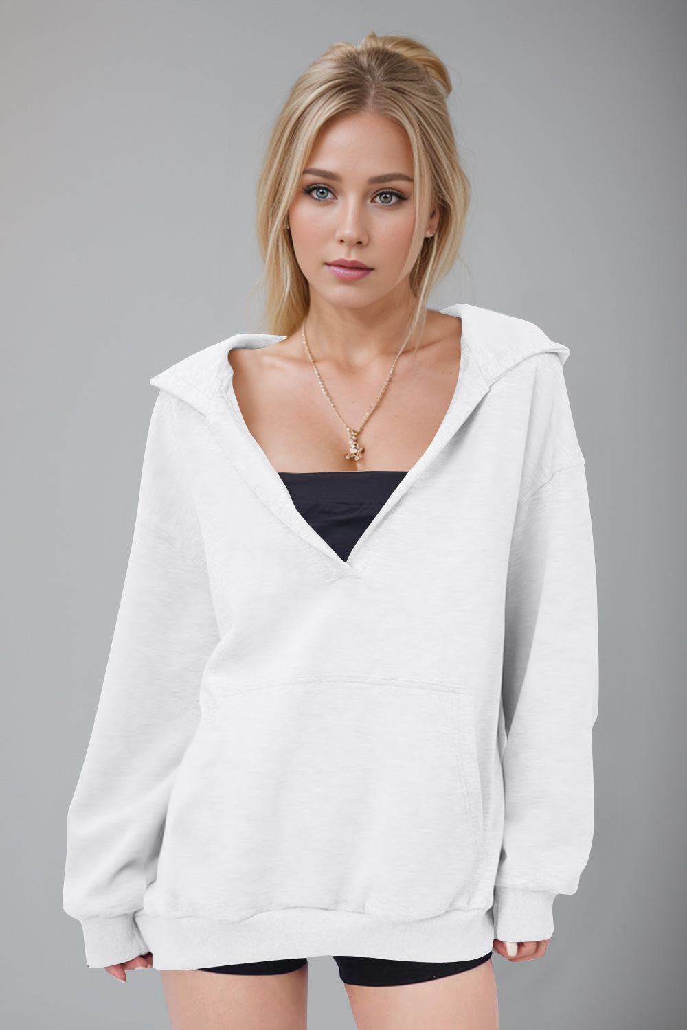 Basic Bae Kangaroo Pocket Long Sleeve Hoodie-TOPS / DRESSES-[Adult]-[Female]-2022 Online Blue Zone Planet