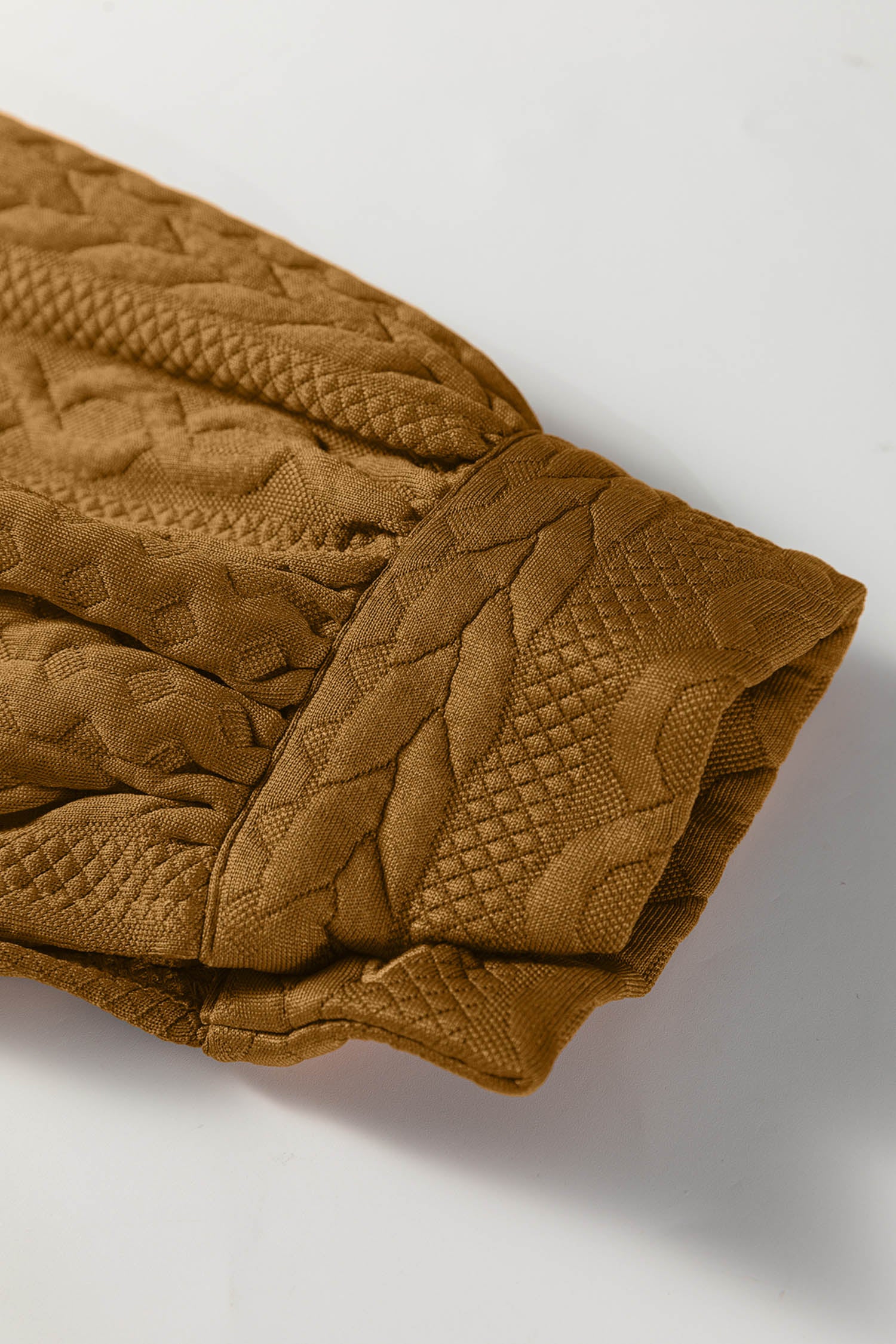 Blackish Green Cable Texture Puff Sleeve Loose Shacket-Outerwear/Jackets-[Adult]-[Female]-2022 Online Blue Zone Planet