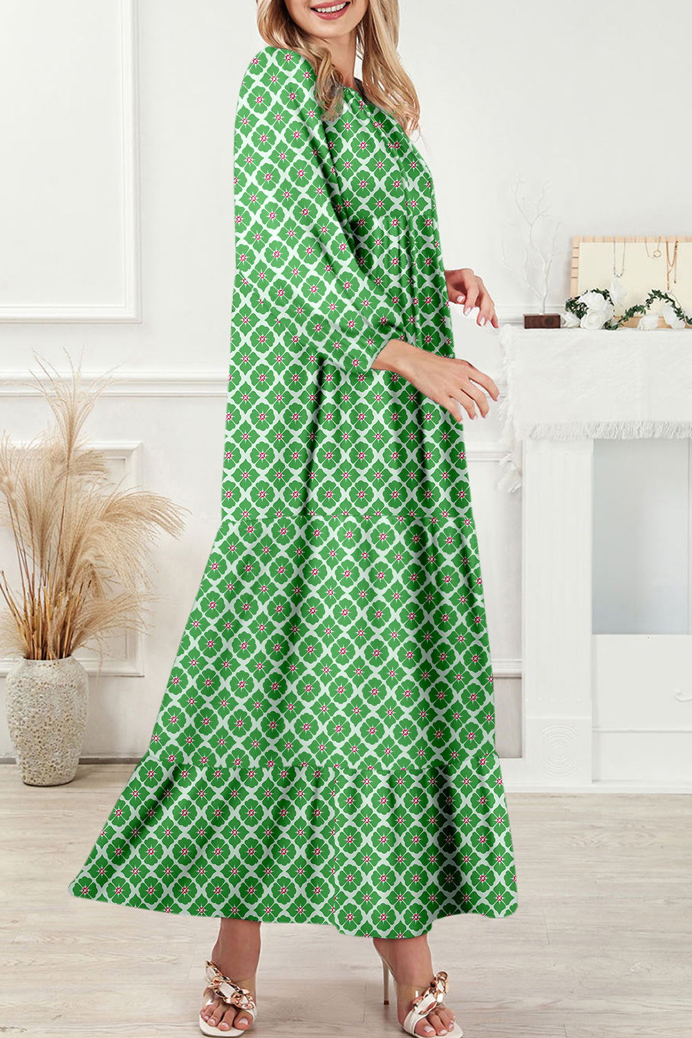 Multicolor Boho Printed Half Sleeve Maxi Dress-Dresses/Maxi Dresses-[Adult]-[Female]-2022 Online Blue Zone Planet