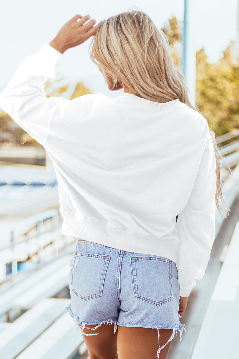 White GAME DAY Graphic Varsity Pullover Sweatshirt-Tops/Sweatshirts & Hoodies-[Adult]-[Female]-2022 Online Blue Zone Planet