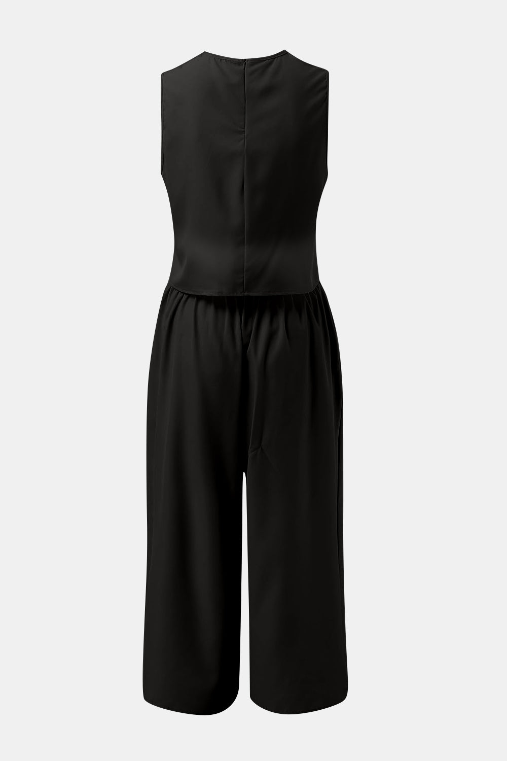 Round Neck Top and Wide Leg Pants Set-TOPS / DRESSES-[Adult]-[Female]-Black-S-2022 Online Blue Zone Planet