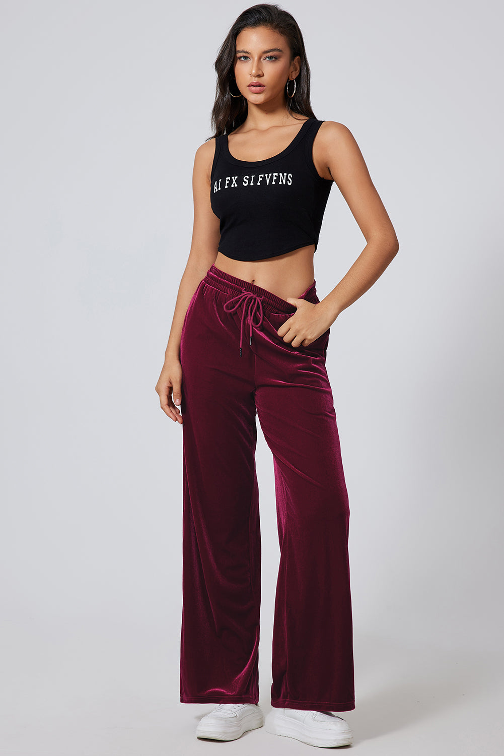 Drawstring Wide Leg Active Pants-BOTTOMS SIZES SMALL MEDIUM LARGE-[Adult]-[Female]-2022 Online Blue Zone Planet