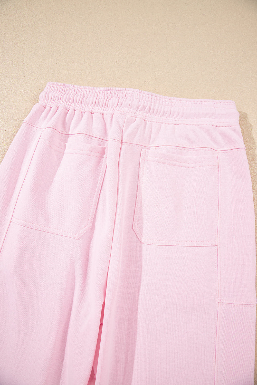 Light Pink Drawstring Waist Patchwork Solid Color Jogger Pants-Bottoms/Pants & Culotte-[Adult]-[Female]-2022 Online Blue Zone Planet