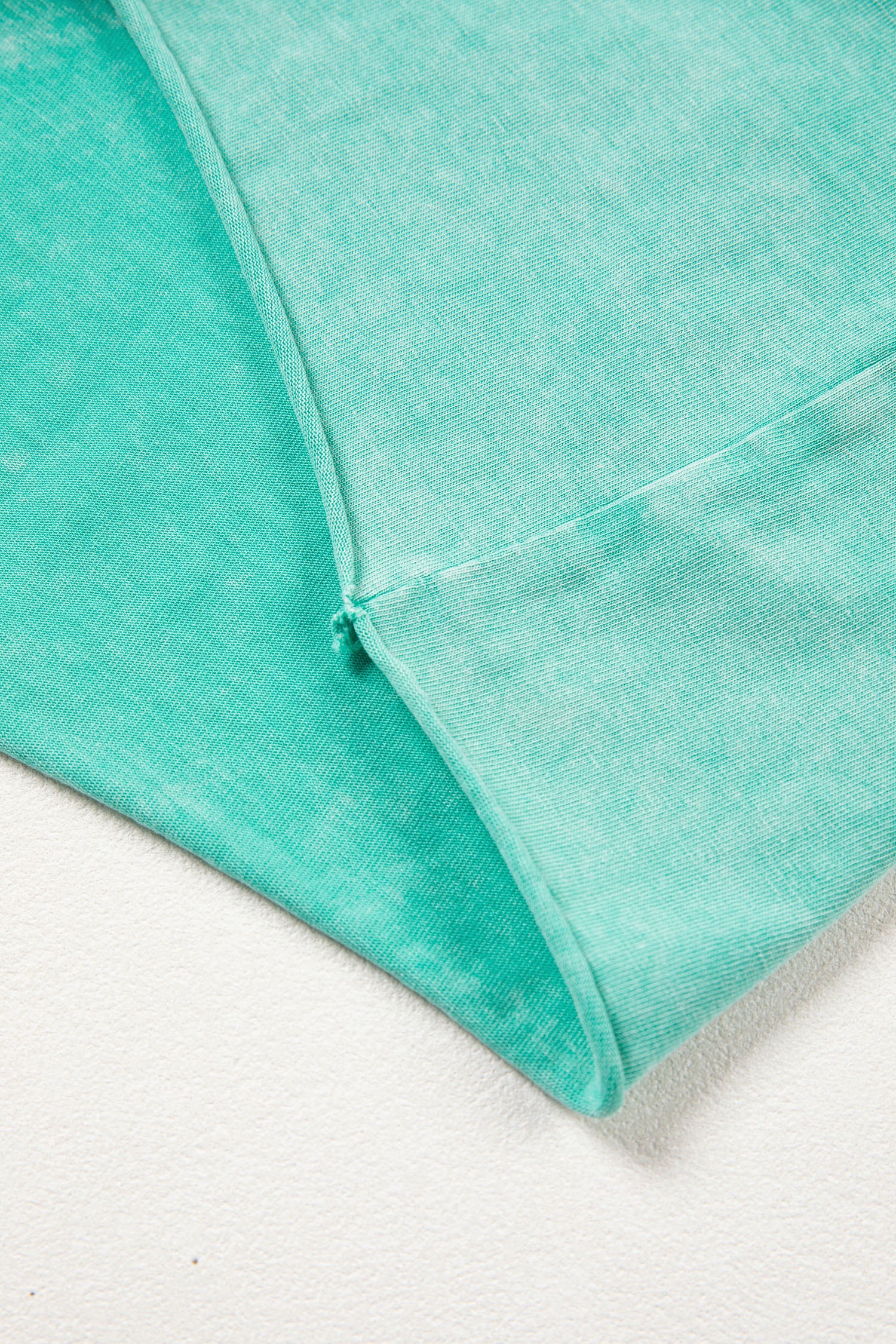 Sea Green Mineral Washed Drawstring Elastic Waist Raw Cut Shorts-Bottoms/Casual Shorts-[Adult]-[Female]-2022 Online Blue Zone Planet