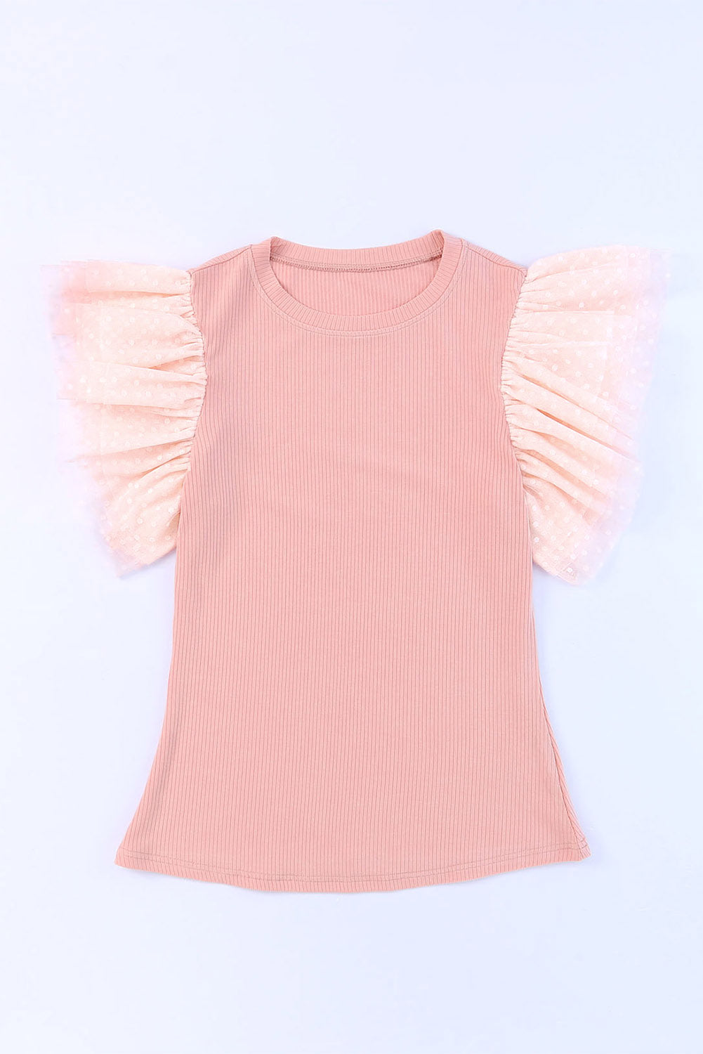 Ruffled Round Neck Cap Sleeve Blouse-TOPS / DRESSES-[Adult]-[Female]-2022 Online Blue Zone Planet
