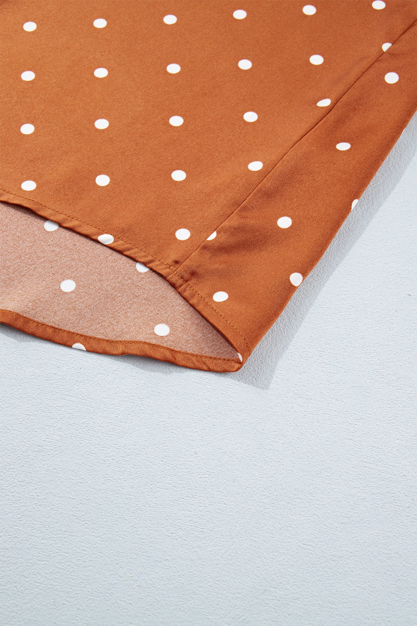 Brown Polka Dot Half Button V Neck Long Sleeve Blouse-Tops/Blouses & Shirts-[Adult]-[Female]-2022 Online Blue Zone Planet