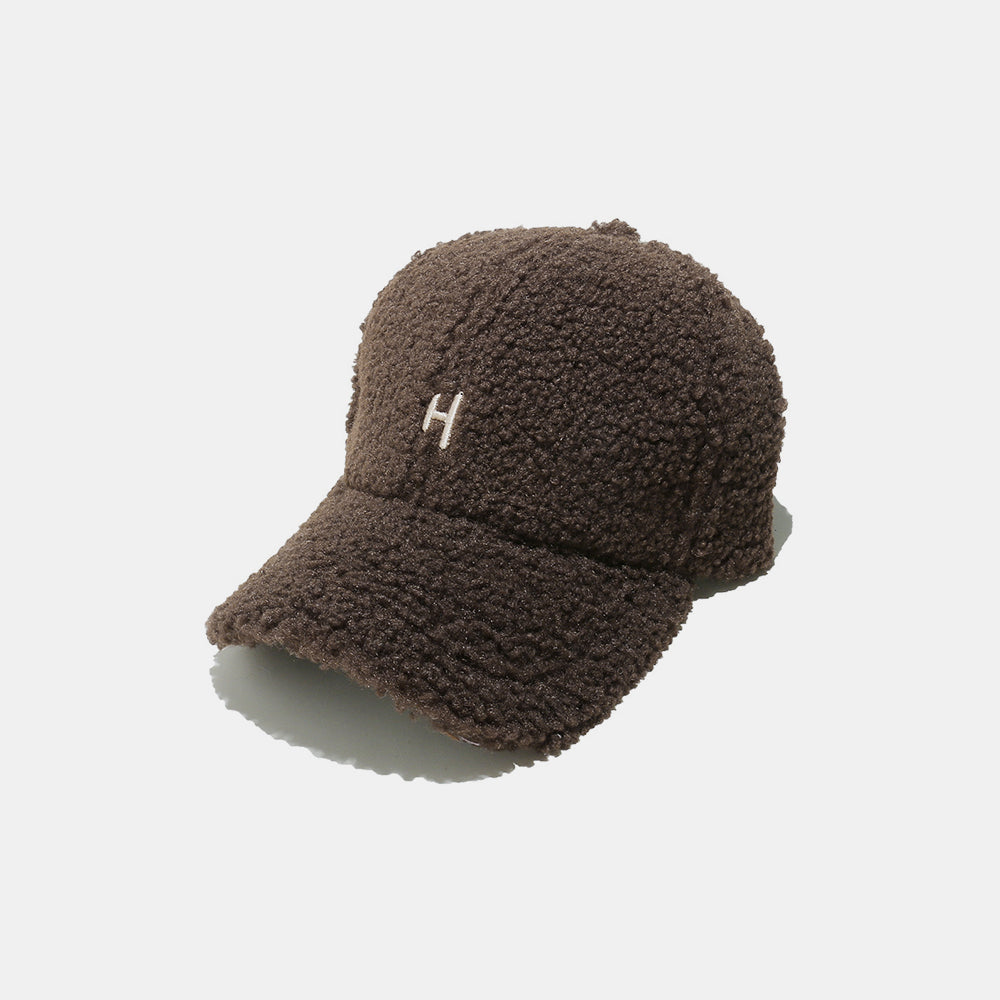 Blue Zone Planet | Sherpa Letter H Embroidered Cap-HATS-[Adult]-[Female]-Coffee Brown-One Size-2022 Online Blue Zone Planet