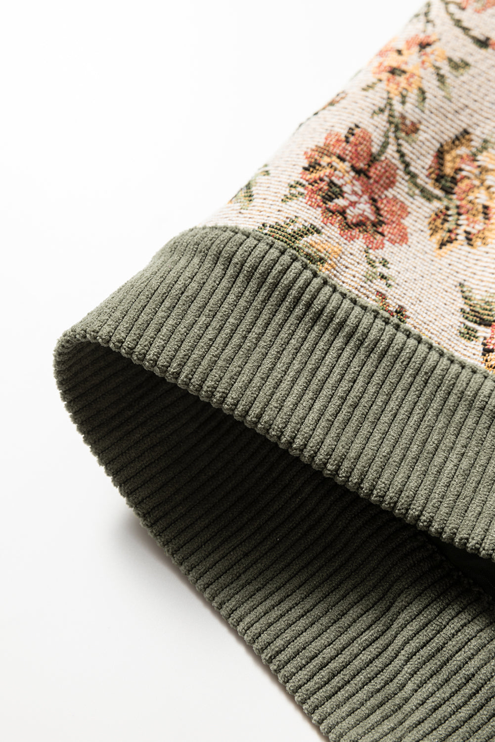 Clay Ribbed Retro Floral Patchwork Shirt Style Jacket-Outerwear/Jackets-[Adult]-[Female]-2022 Online Blue Zone Planet