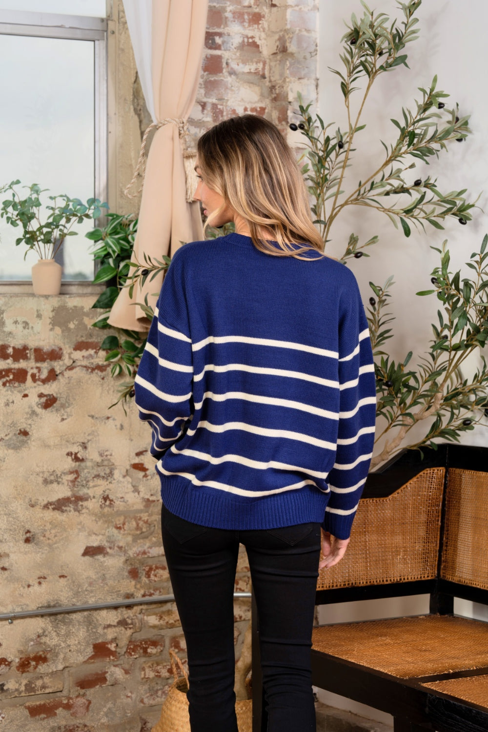 Sew In Love Striped Round Neck Sweater-TOPS / DRESSES-[Adult]-[Female]-2022 Online Blue Zone Planet