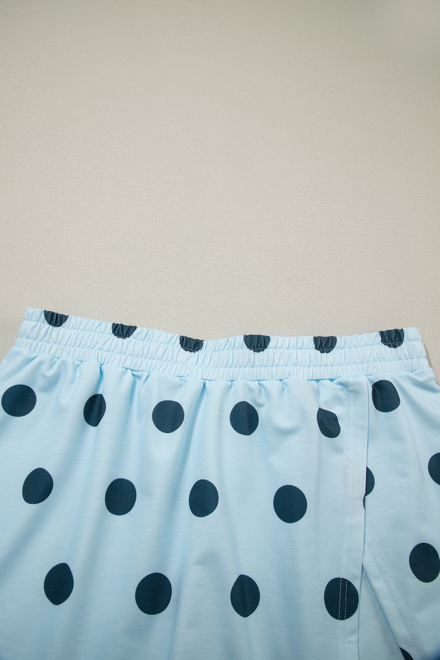 Sky Blue Ribbed Trim Polka Dot Print Tank Split Mini Skort 2pcs Set-Two Piece Sets/Two Piece Dresses-[Adult]-[Female]-2022 Online Blue Zone Planet