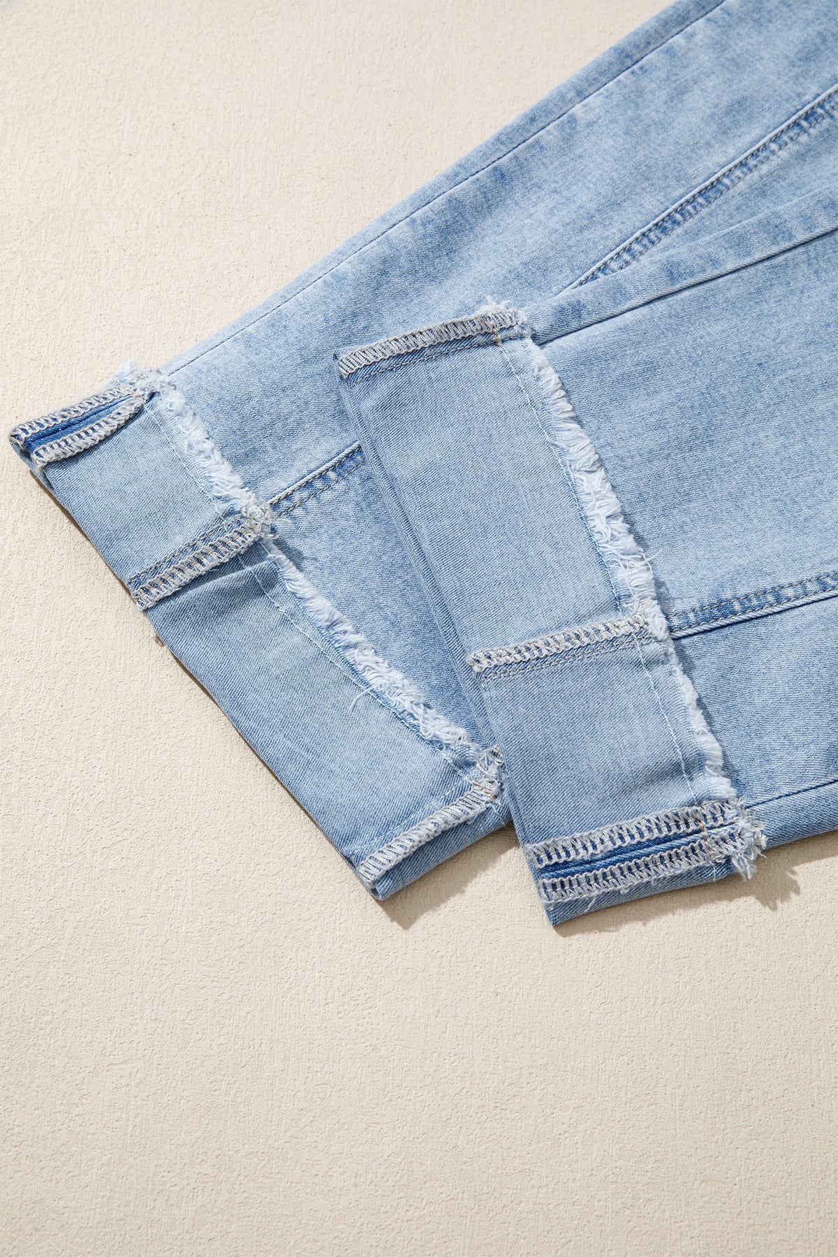 Sail Blue Raw Hem Turnup Loose Ankle-length Jeans-Bottoms/Jeans-[Adult]-[Female]-2022 Online Blue Zone Planet