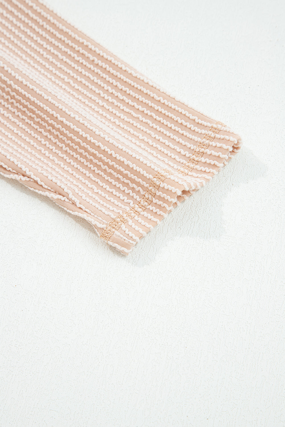 Parchment Twist Ribbed Exposed Seam Detail Long Sleeve Loose Top-Tops/Long Sleeve Tops-[Adult]-[Female]-2022 Online Blue Zone Planet