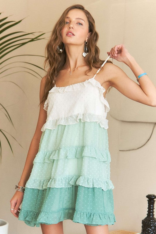 ADORA Swiss Dot Ruffled Tiered Mini Dress-TOPS / DRESSES-[Adult]-[Female]-2022 Online Blue Zone Planet