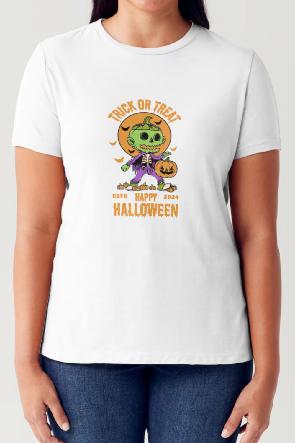 Simply Love Full Size TRICK OR TREAT Round Neck Short Sleeve Tubular T-Shirt-TOPS / DRESSES-[Adult]-[Female]-White-S-2022 Online Blue Zone Planet