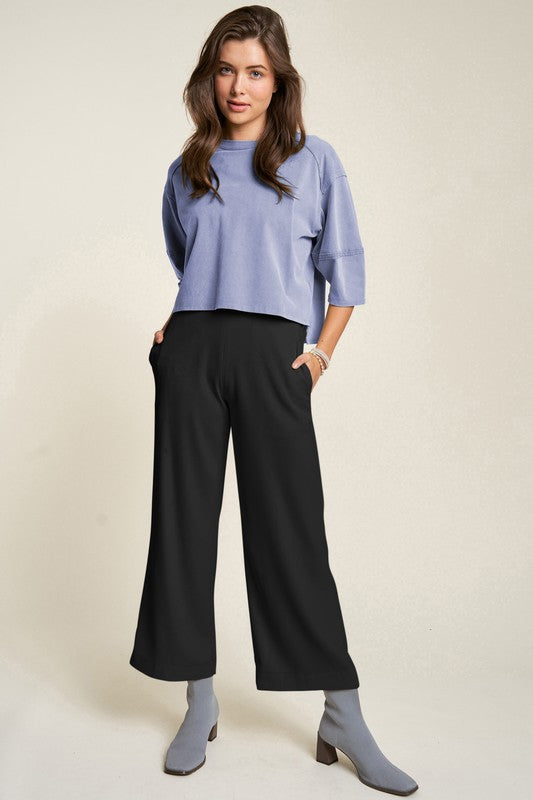 Davi & Dani Wide Leg Mid-Rise Pants-BOTTOM SIZES SMALL MEDIUM LARGE-[Adult]-[Female]-2022 Online Blue Zone Planet