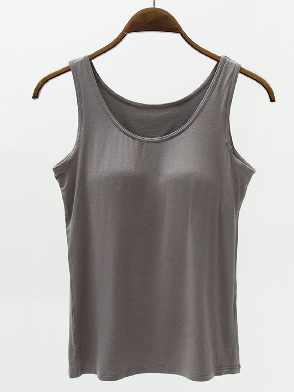 Blue Zone Planet | Full Size Wide Strap Modal Tank with Bra-TOPS / DRESSES-[Adult]-[Female]-Dark Gray-S-2022 Online Blue Zone Planet