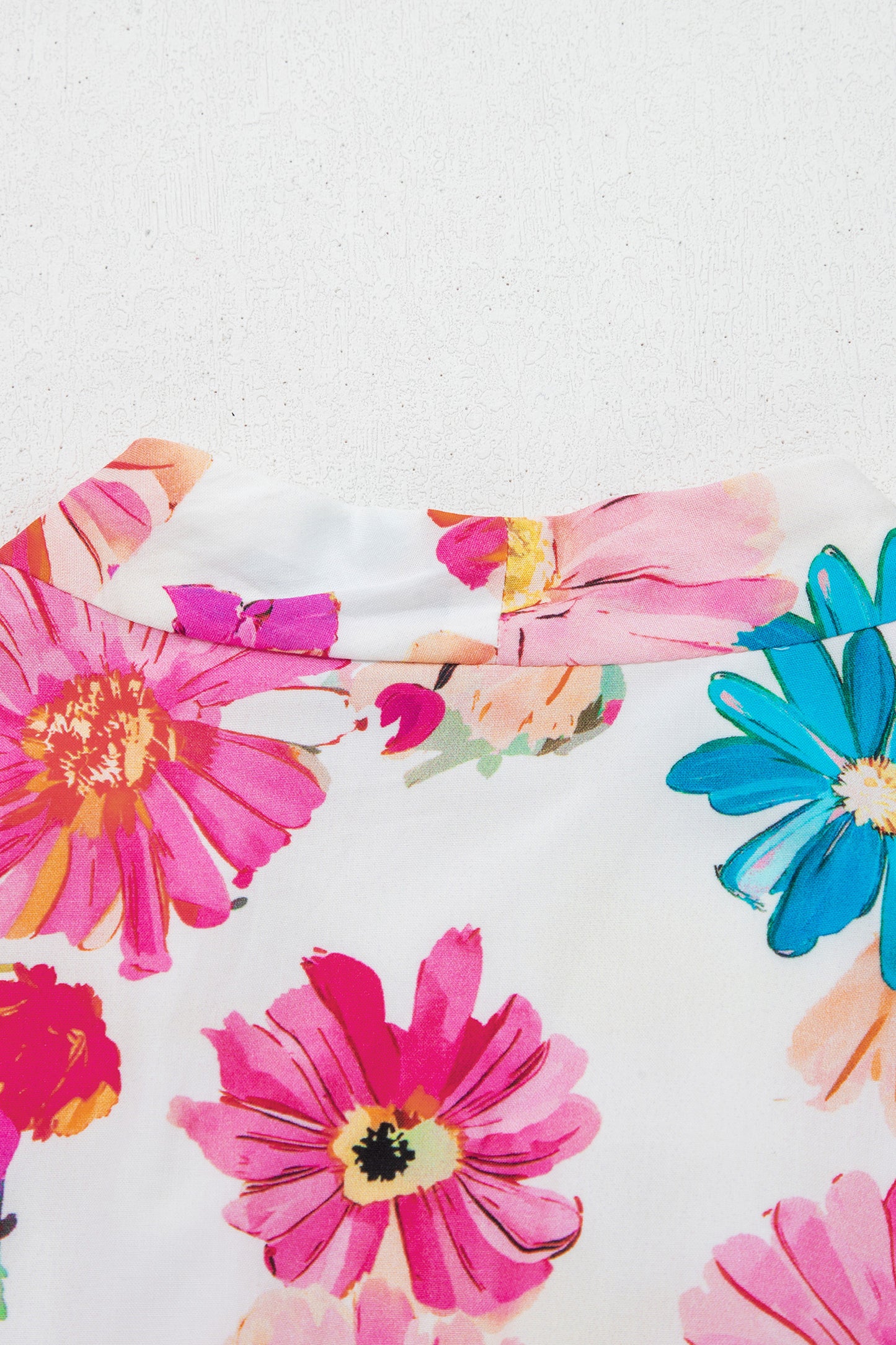 Pink Adorable Floral Print V Neck Zip Up Smocked Waist Flared Mini Dress-TOPS / DRESSES-[Adult]-[Female]-2022 Online Blue Zone Planet