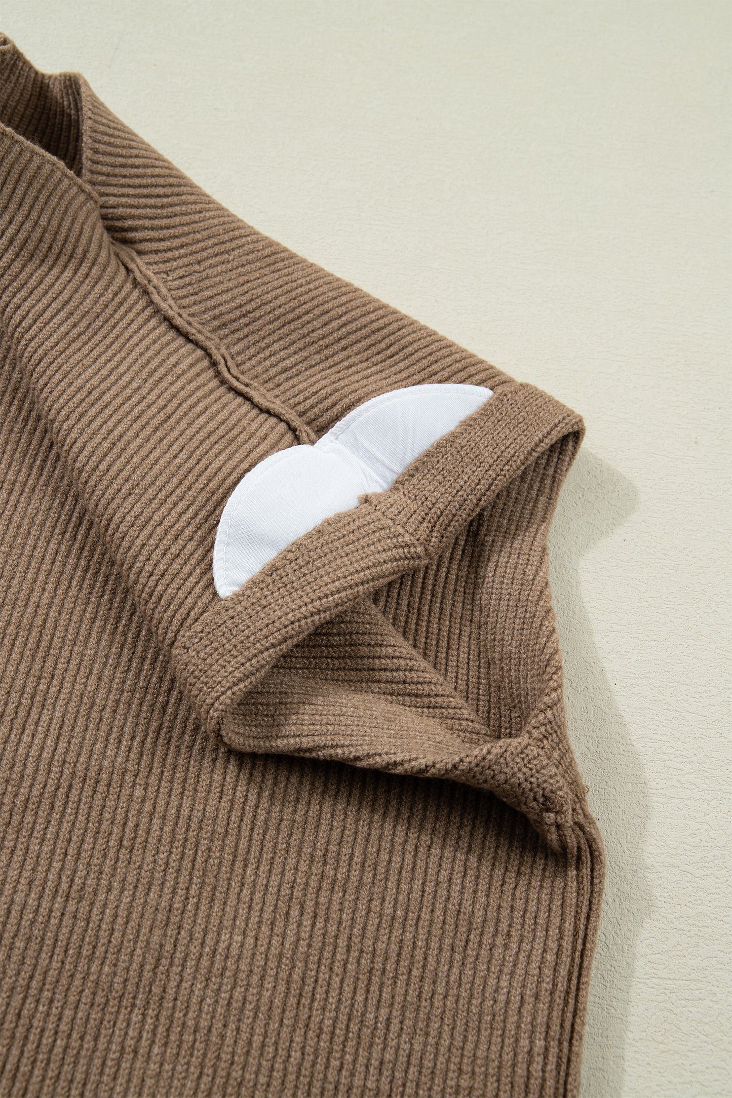 Light French Beige Solid Color Ribbed Knit Mock Neck Loose Sleeveless Sweater-TOPS / DRESSES-[Adult]-[Female]-2022 Online Blue Zone Planet