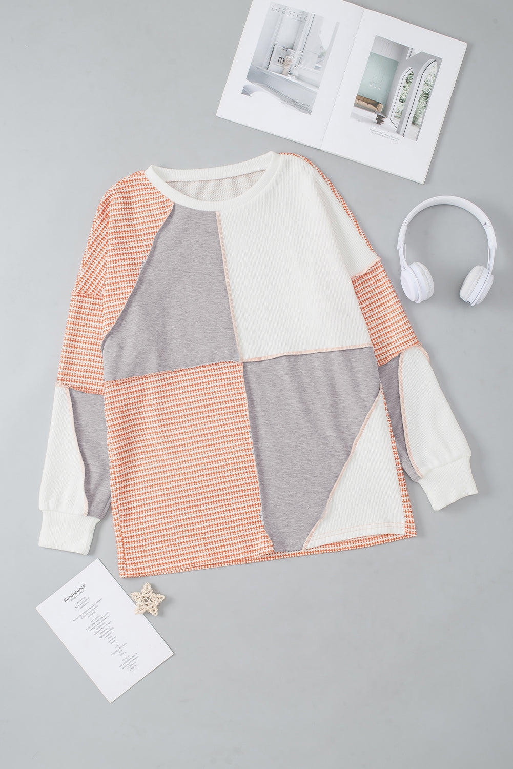 Exposed Seam Color Block Round Neck Top-TOPS / DRESSES-[Adult]-[Female]-2022 Online Blue Zone Planet