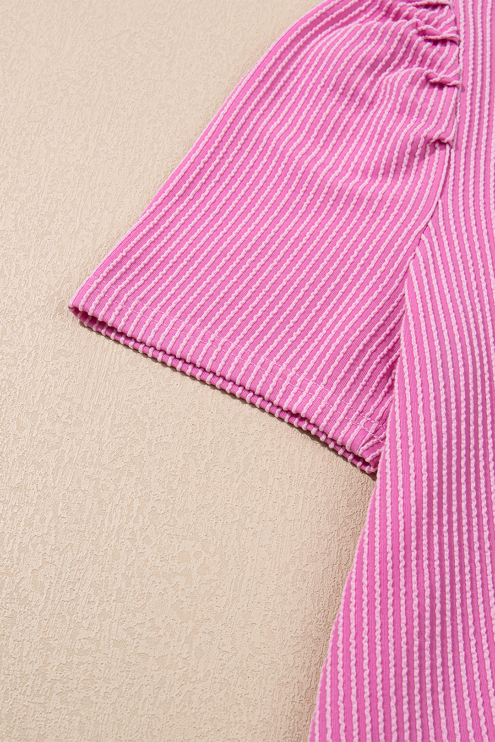 Bright Pink Corded Knit Crew Neck Puff Sleeve Shift Mini Dress-TOPS / DRESSES-[Adult]-[Female]-2022 Online Blue Zone Planet