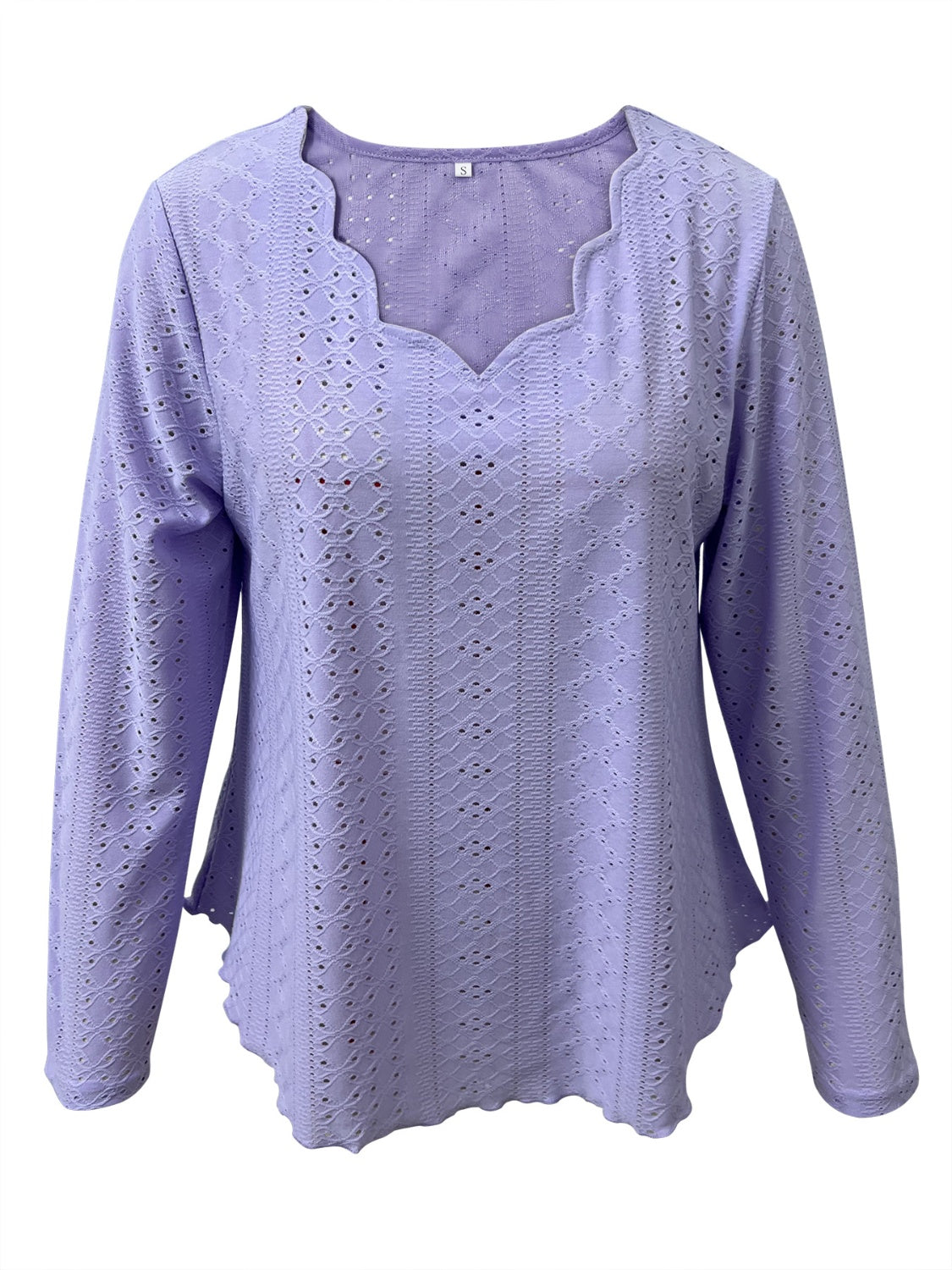 Eyelet Long Sleeve Blouse-TOPS / DRESSES-[Adult]-[Female]-2022 Online Blue Zone Planet