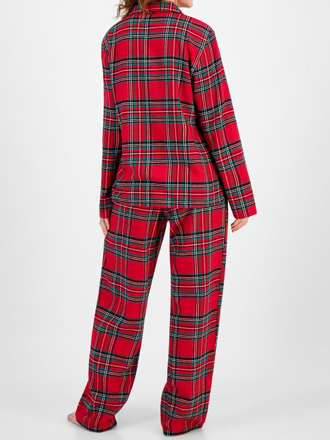 Blue Zone Planet | Plaid Collared Neck Button Up Top and Pants Lounge Set-TOPS / DRESSES-[Adult]-[Female]-2022 Online Blue Zone Planet