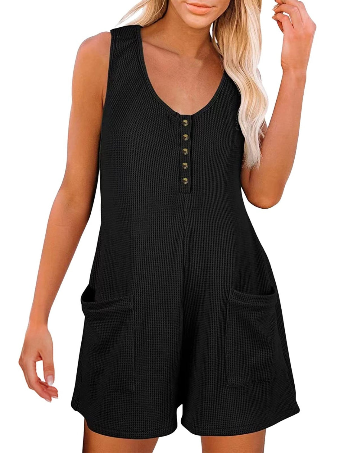 Blue Zone Planet | Full Size Pocketed Scoop Neck Sleeveless Romper-TOPS / DRESSES-[Adult]-[Female]-2022 Online Blue Zone Planet