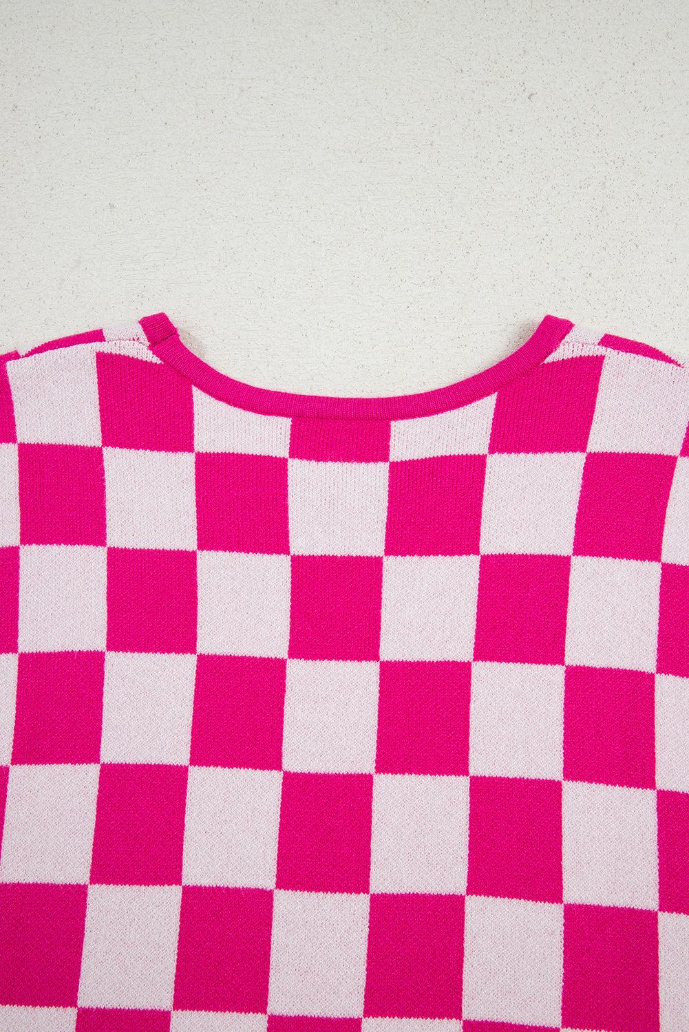 Rose Check Pattern Cap Sleeve Knitted Sweater-TOPS / DRESSES-[Adult]-[Female]-2022 Online Blue Zone Planet