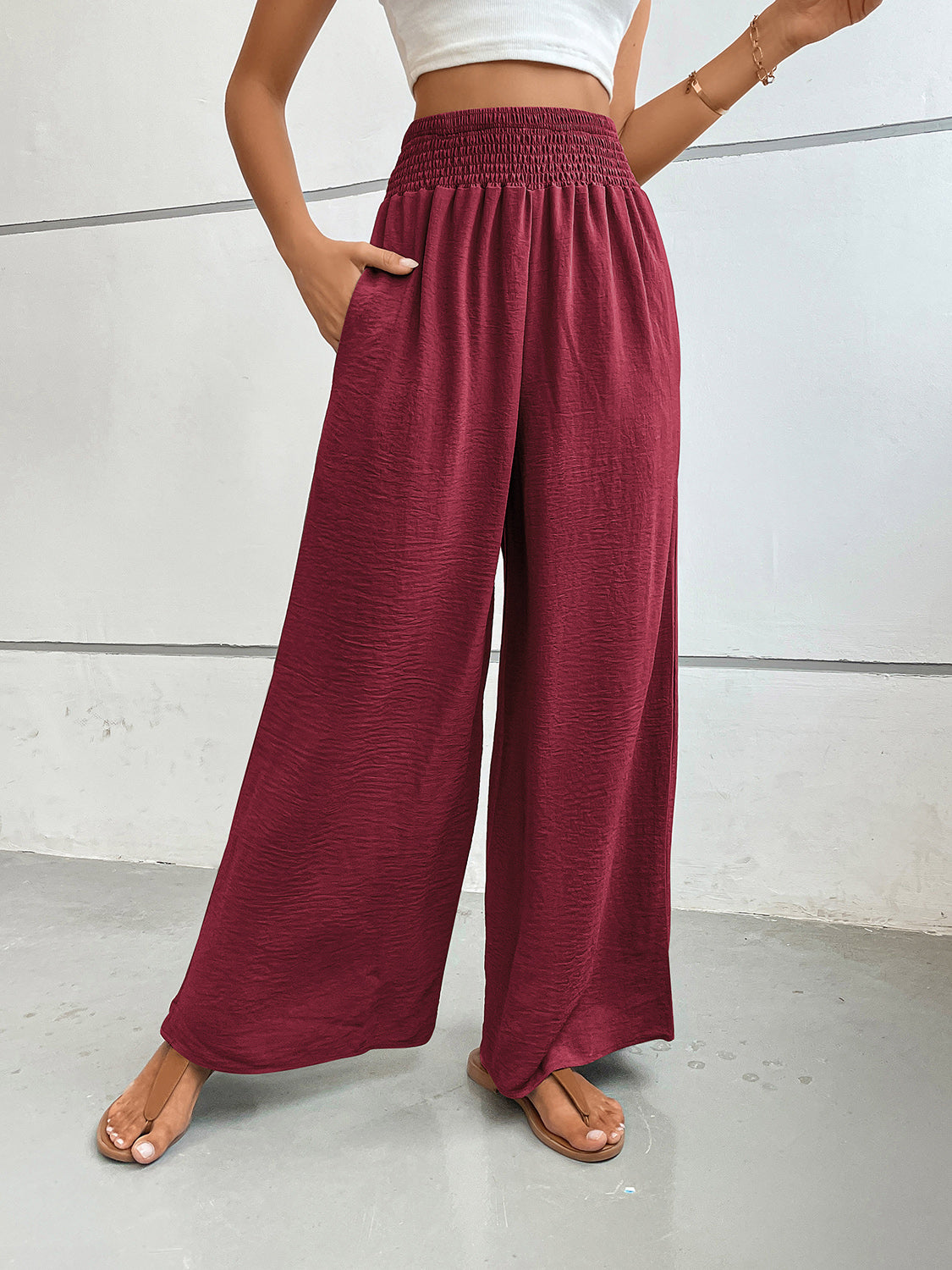 Blue Zone Planet | Perfee Wide Leg Pants with Pockets-BOTTOM SIZES SMALL MEDIUM LARGE-[Adult]-[Female]-2022 Online Blue Zone Planet