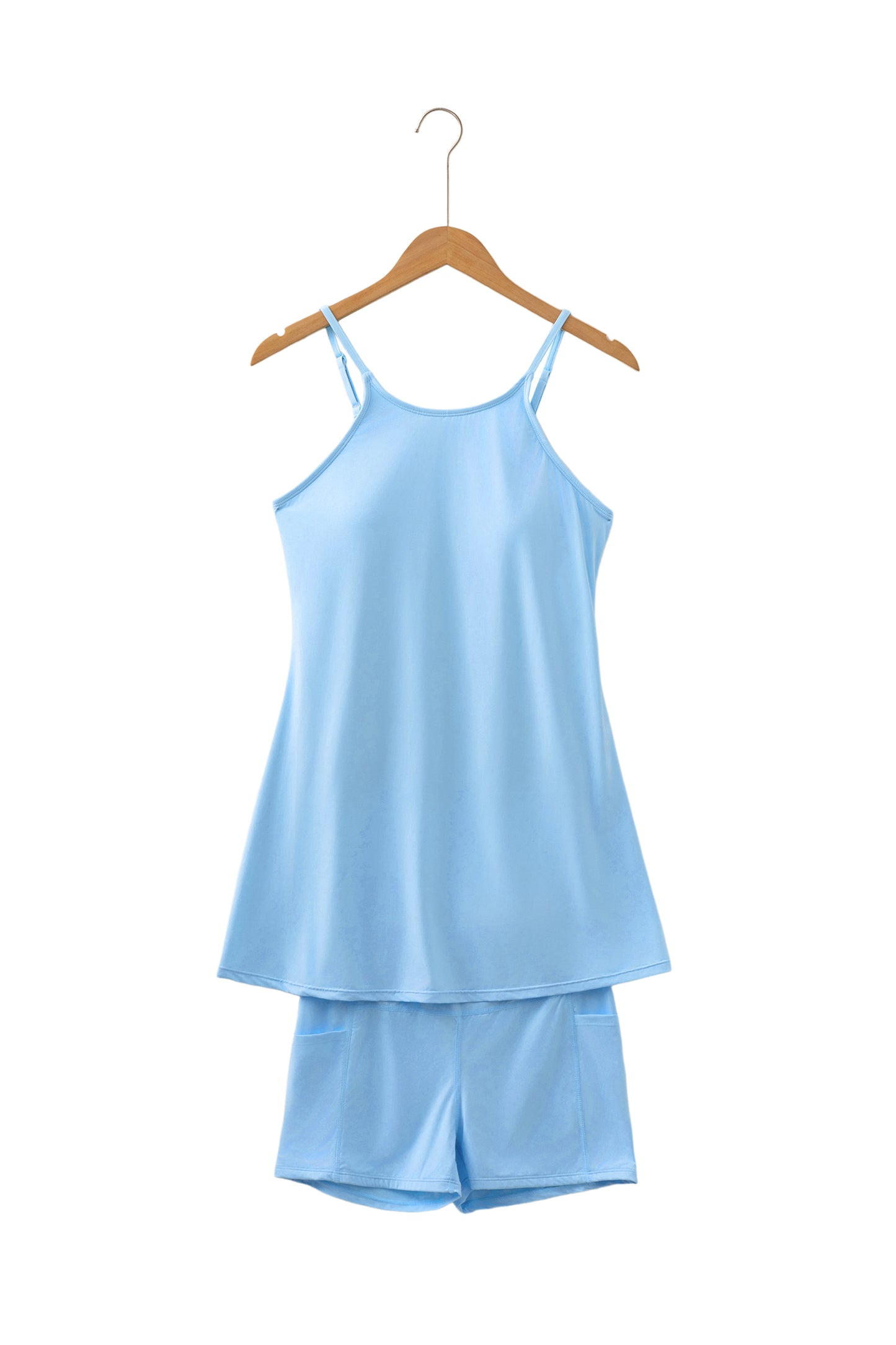 Pink Solid Color Tunic Tank Dress Athletic Shorts Two Piece Set-TOPS / DRESSES-[Adult]-[Female]-2022 Online Blue Zone Planet