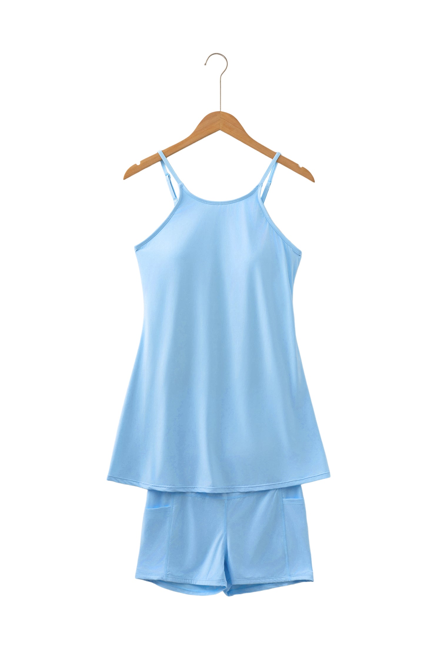 Pink Solid Color Tunic Tank Dress Athletic Shorts Two Piece Set-TOPS / DRESSES-[Adult]-[Female]-2022 Online Blue Zone Planet