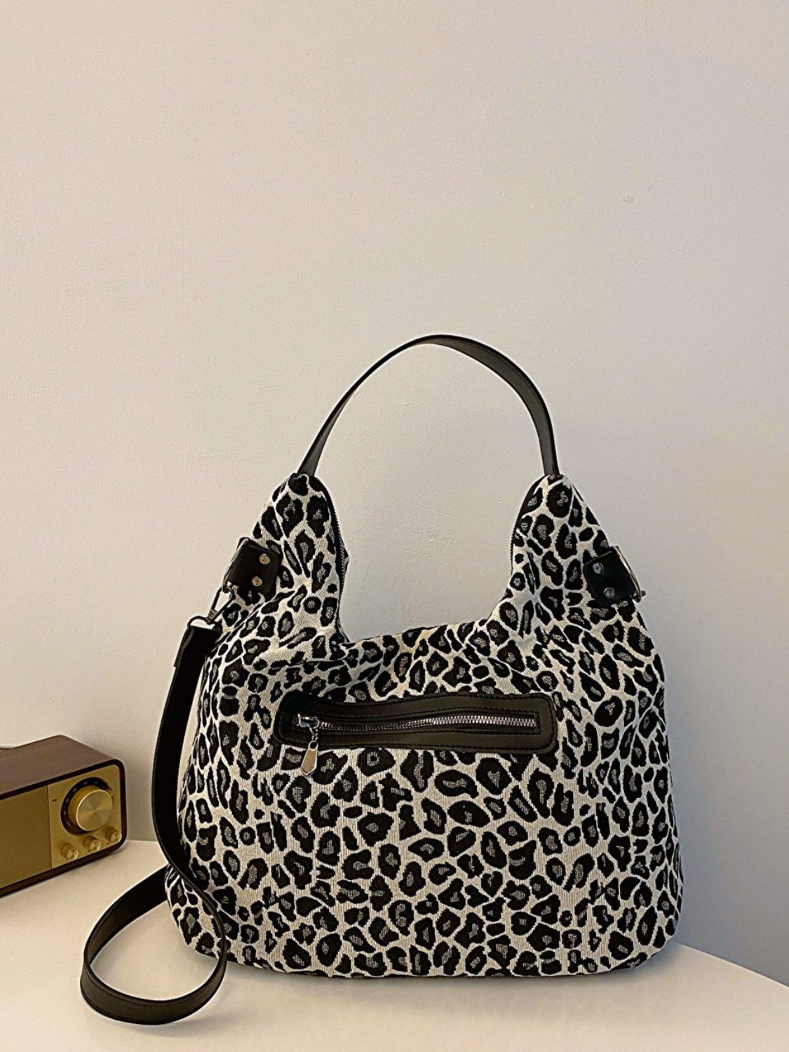 Blue Zone Planet | Leopard Polyester Shoulder Bag with Zippers-HANDBAGS-[Adult]-[Female]-2022 Online Blue Zone Planet