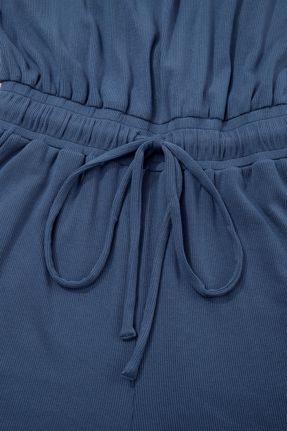 Ashleigh Blue Knit Open Back Cap Sleeve Drawstring Romper-Bottoms/Jumpsuits & Rompers-[Adult]-[Female]-2022 Online Blue Zone Planet